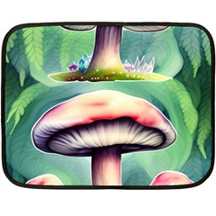 Vintage Mushroom One Side Fleece Blanket (mini) by GardenOfOphir