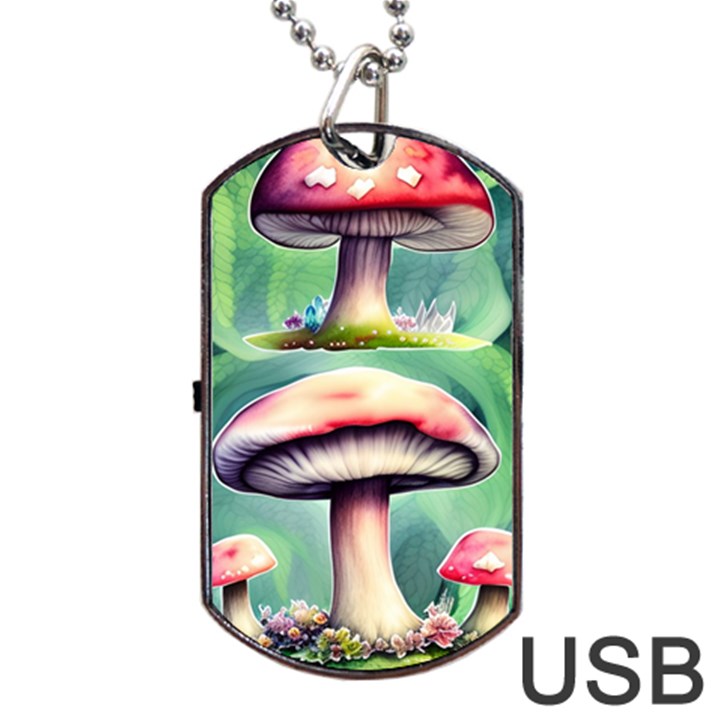 Vintage Mushroom Dog Tag USB Flash (One Side)