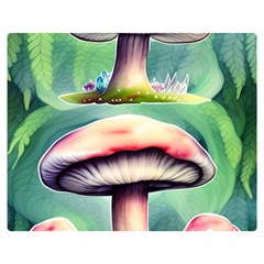 Vintage Mushroom One Side Premium Plush Fleece Blanket (medium)