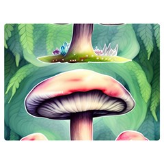 Vintage Mushroom One Side Premium Plush Fleece Blanket (extra Small)