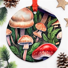 Rustic Mushroom Ornament (round) by GardenOfOphir