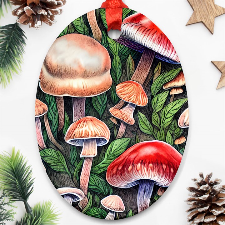 Rustic Mushroom Ornament (Oval)