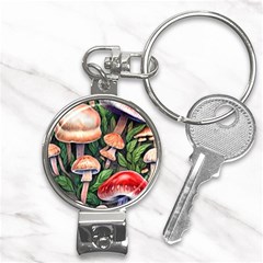 Rustic Mushroom Nail Clippers Key Chain by GardenOfOphir