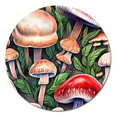 Rustic Mushroom Magnet 5  (round) by GardenOfOphir