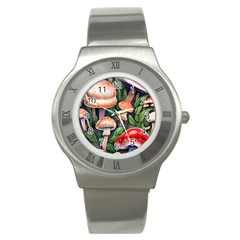 Rustic Mushroom Stainless Steel Watch by GardenOfOphir