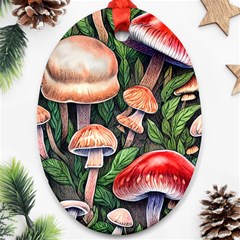 Rustic Mushroom Oval Ornament (two Sides) by GardenOfOphir