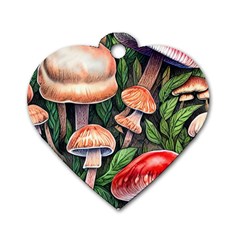 Rustic Mushroom Dog Tag Heart (one Side) by GardenOfOphir