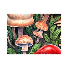 Rustic Mushroom One Side Premium Plush Fleece Blanket (mini) by GardenOfOphir