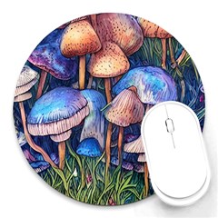 Retro Mushroom Round Mousepad by GardenOfOphir