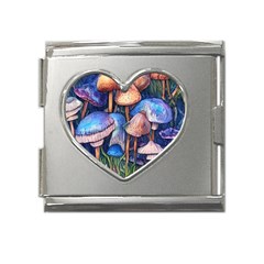 Retro Mushroom Mega Link Heart Italian Charm (18mm)