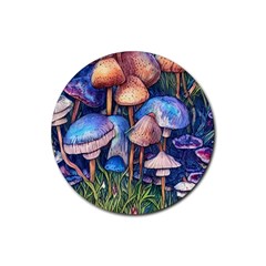 Retro Mushroom Rubber Coaster (round) by GardenOfOphir