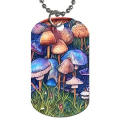 Retro Mushroom Dog Tag (one Side) by GardenOfOphir