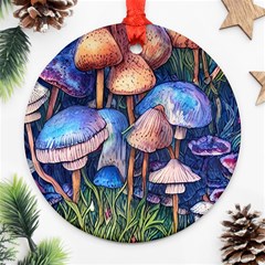 Retro Mushroom Round Ornament (two Sides) by GardenOfOphir