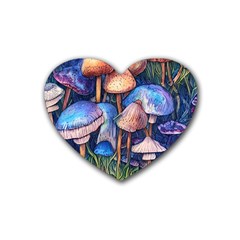 Retro Mushroom Rubber Coaster (heart) by GardenOfOphir