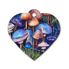 Retro Mushroom Dog Tag Heart (one Side) by GardenOfOphir