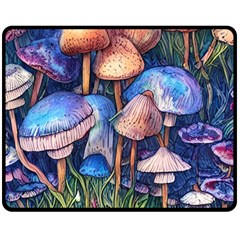 Retro Mushroom One Side Fleece Blanket (medium) by GardenOfOphir