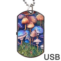 Retro Mushroom Dog Tag Usb Flash (two Sides) by GardenOfOphir