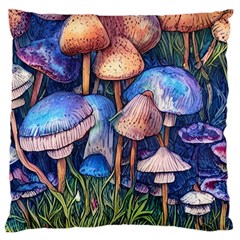 Retro Mushroom Large Cushion Case (one Side) by GardenOfOphir