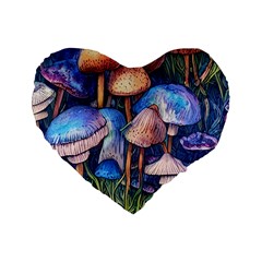 Retro Mushroom Standard 16  Premium Heart Shape Cushions by GardenOfOphir