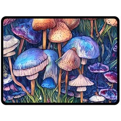 Retro Mushroom Fleece Blanket (large) by GardenOfOphir