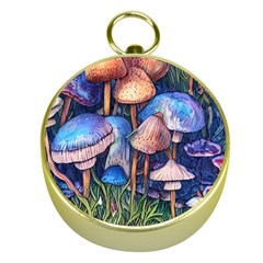 Retro Mushroom Gold Compasses by GardenOfOphir