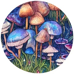 Retro Mushroom Wooden Puzzle Round by GardenOfOphir