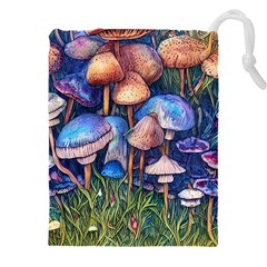 Retro Mushroom Drawstring Pouch (4xl) by GardenOfOphir