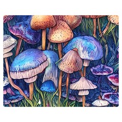 Retro Mushroom One Side Premium Plush Fleece Blanket (medium)