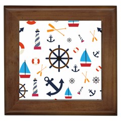 Marine Nautical Seamless Lifebuoy Anchor Pattern Framed Tile