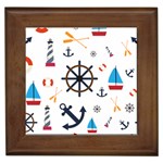 Marine Nautical Seamless Lifebuoy Anchor Pattern Framed Tile Front