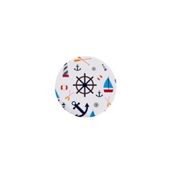 Marine Nautical Seamless Lifebuoy Anchor Pattern 1  Mini Buttons