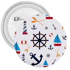 Marine Nautical Seamless Lifebuoy Anchor Pattern 3  Buttons