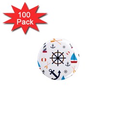 Marine Nautical Seamless Lifebuoy Anchor Pattern 1  Mini Magnets (100 Pack) 