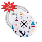 Marine Nautical Seamless Lifebuoy Anchor Pattern 2.25  Buttons (100 pack)  Front