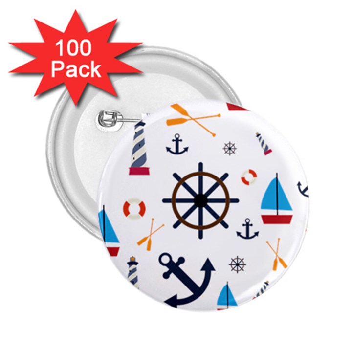 Marine Nautical Seamless Lifebuoy Anchor Pattern 2.25  Buttons (100 pack) 