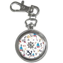 Marine Nautical Seamless Lifebuoy Anchor Pattern Key Chain Watches by Jancukart