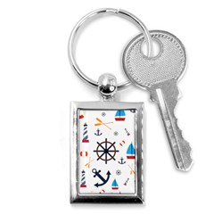 Marine Nautical Seamless Lifebuoy Anchor Pattern Key Chain (rectangle)