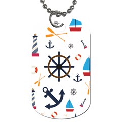 Marine Nautical Seamless Lifebuoy Anchor Pattern Dog Tag (one Side) by Jancukart