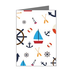 Marine Nautical Seamless Lifebuoy Anchor Pattern Mini Greeting Card