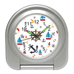 Marine Nautical Seamless Lifebuoy Anchor Pattern Travel Alarm Clock by Jancukart