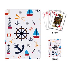 Marine Nautical Seamless Lifebuoy Anchor Pattern Playing Cards Single Design (rectangle)