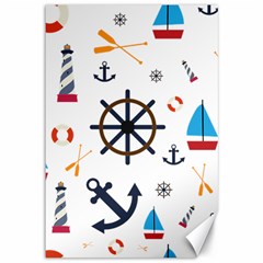 Marine Nautical Seamless Lifebuoy Anchor Pattern Canvas 12  X 18 