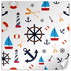 Marine Nautical Seamless Lifebuoy Anchor Pattern Canvas 20  X 20 