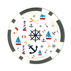 Marine Nautical Seamless Lifebuoy Anchor Pattern Poker Chip Card Guard