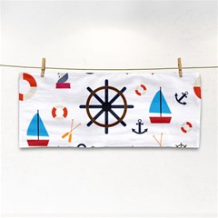 Marine Nautical Seamless Lifebuoy Anchor Pattern Hand Towel by Jancukart