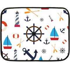 Marine Nautical Seamless Lifebuoy Anchor Pattern One Side Fleece Blanket (mini)