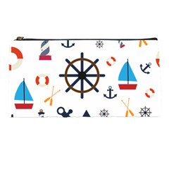 Marine Nautical Seamless Lifebuoy Anchor Pattern Pencil Case by Jancukart