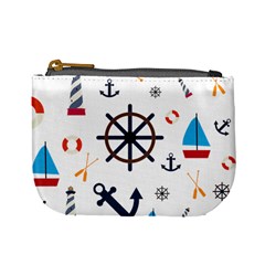 Marine Nautical Seamless Lifebuoy Anchor Pattern Mini Coin Purse by Jancukart