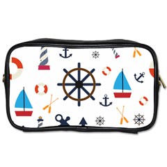 Marine Nautical Seamless Lifebuoy Anchor Pattern Toiletries Bag (two Sides) by Jancukart