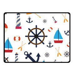 Marine Nautical Seamless Lifebuoy Anchor Pattern One Side Fleece Blanket (small) by Jancukart